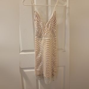 White sequin dress with gold undertones